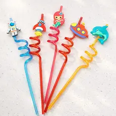 Canudo Canudinho Espiral Divertido Reutilizável Personagens KIT com 2 Canudos Colorido Resistente