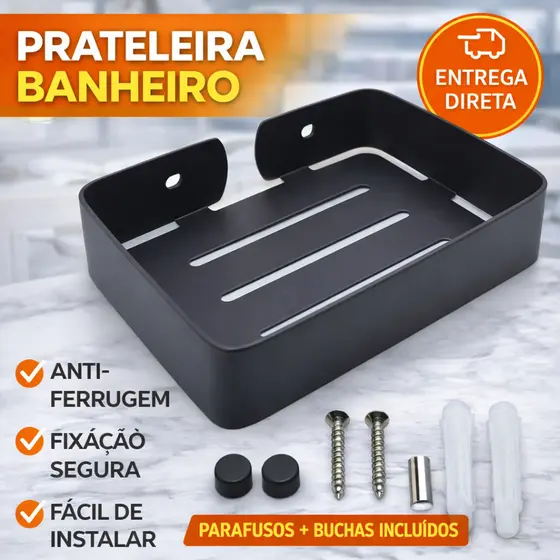 Saboneteira De Banheiro De Alumínio Preto, Saboneteiras Decorativas De Parede, Quadrada, Cesta De Chuveiro