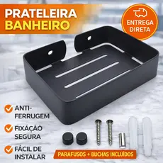 Saboneteira De Banheiro De Alumínio Preto, Saboneteiras Decorativas De Parede, Quadrada, Cesta De Chuveiro