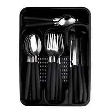 Jogo De Talheres Premium Inox Com 25 Peças + Suporte Gaveteiro
