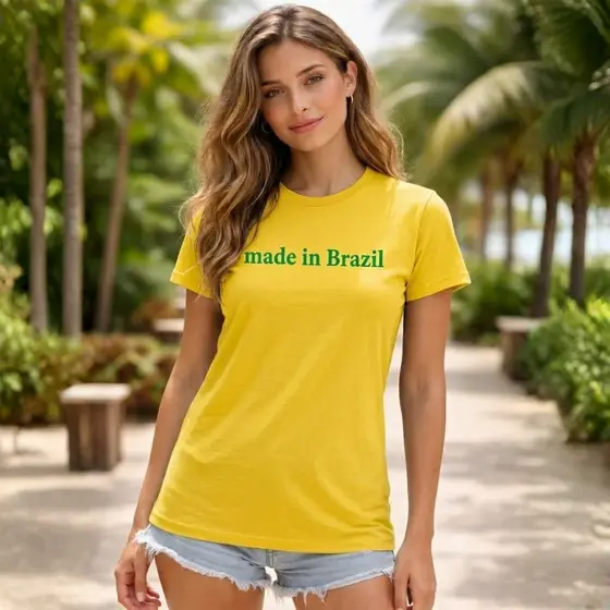 Camiseta Feminina Ana Bella Estampa Made In Brazil T-Shirt Básica Algodão Luxo