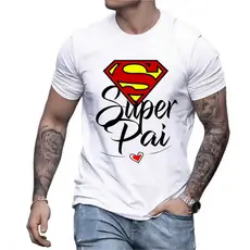 T-shirt 30.1 Camiseta Masculina Estampada Super Pai Personalizada Dia Dos Pais 100% Algodão P ao GG Premium Envio Imedi