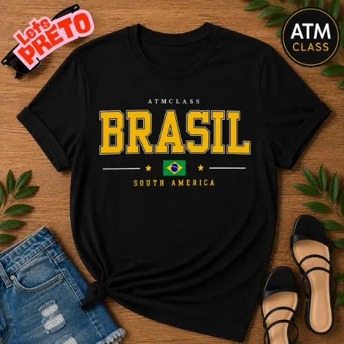 Camiseta Camisa Infantil e Adulto Atmclass Brasil South America Blusa 100% Algodão Envio Rapido