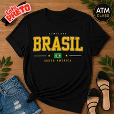 Camiseta Camisa Infantil e Adulto Atmclass Brasil South America Blusa 100% Algodão Envio Rapido