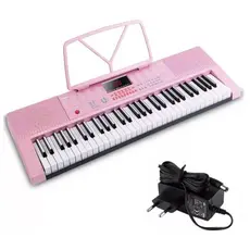 Teclado Musical MXT M-T1280PK Rosa 61 Teclas com Display LED Ritmos Timbres Gravação e Suporte de Partitura