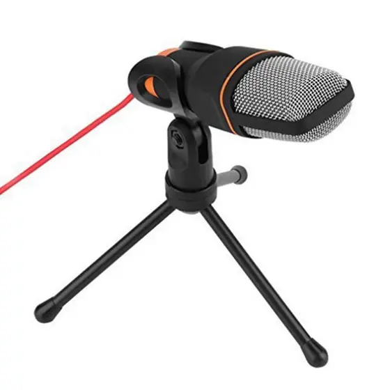 Microfone Condensador MXT MX-MC017 com Tripé de Mesa Cabo P2 1,8m para Podcast Vlog Live Gravação e Video conferência