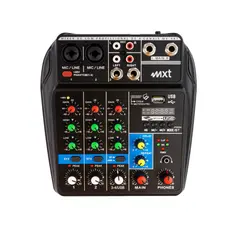 Mesa de Som 4 Canais MXT MX-4BT USB Bluetooth MP3 Pendrive Interface PC EFX Reverb Equalizador XLR Combo Compacta
