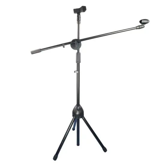 Suporte microfone Pedestal Girafa Sonn para 1 ou 2 Microfones Aço Carbono Altura 80 a 168cm Braço 73cm