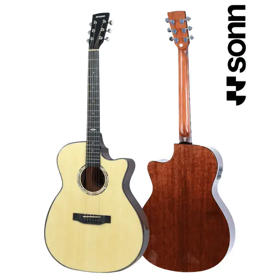 Violão Elétrico Eletroacústico Premium Sonn SNV41-NTEQC 41" Cutway Afinador e Equalizador Cordas de Aço