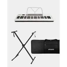 Teclado musical SONN + Capa + Suporte ajustável teclado 61 Teclas 300 Timbres e ritmos função sustain kit completo
