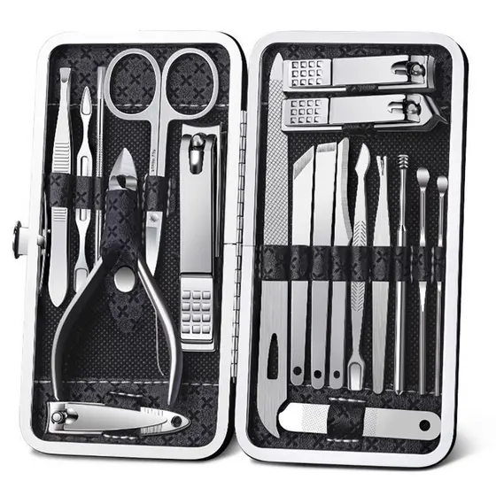 Kit Manicure Completo Portátil Cortador de Unha com Estojo Organizador Pinça Tesoura