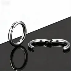 Par de Brinco Falso De Pressão Argola Aço redondo Articulada
