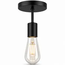 Plafon Sobrepor E27 Preto Fosco Alumínio Luminária De Teto Moderna