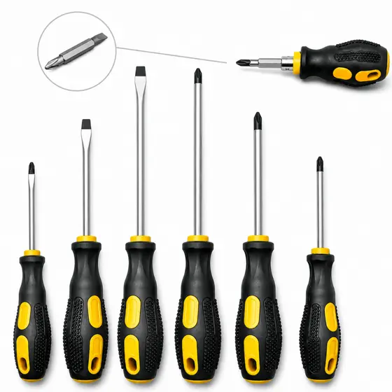 Kit Chave Fenda E Philips Imantadas 7 Peças Jogo Ferramentas Manutenção Casa Profissional Reparos