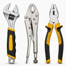 Kit Alicates e Chave Ajustável Profissional 3 Peças Ferramentas Reforçadas Oficina Cas