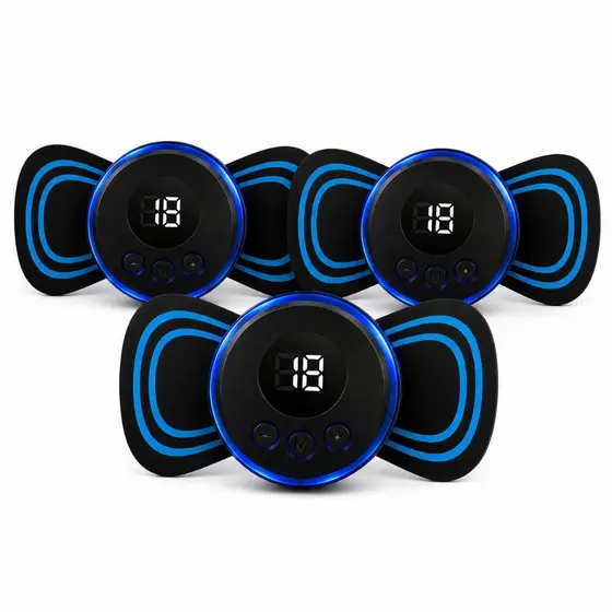 Mini Massageador Elétrico  Profissional Recarregável USB 8 Modos 19 Intensidades Alívio da Dor Muscular kit com 3 uni