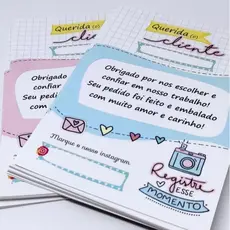 KIT Folheto de Agradecimento ao Cliente 10x14cm | Cartão Personalizado para Embalagens e Pedidos