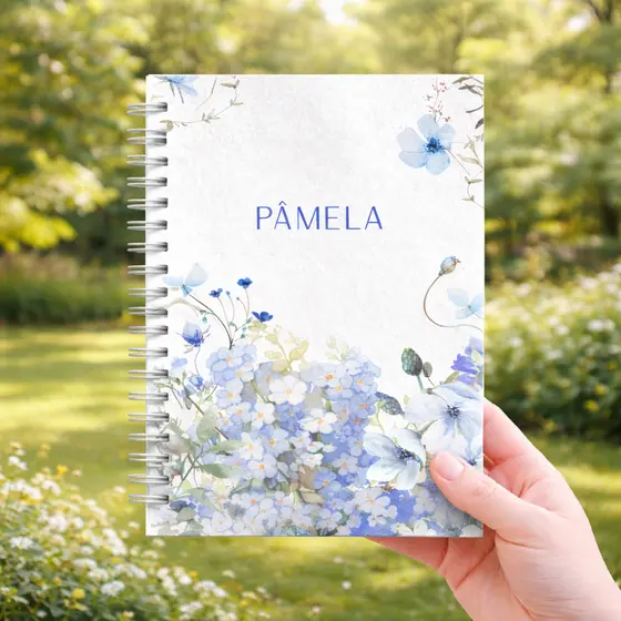 CADERNO FLORAL PERSONALIZADO 15X21CM CAPA DURA