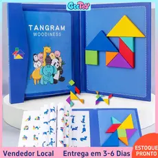 Quebra-Cabeça 3D de Formas Geométricas - Tangram e Treinador de Aperto Manual - Brinquedo Educativo