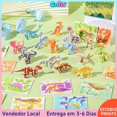 25 Pçs/set Brinquedos de quebra-cabeça de papel 3D Mini quebra-cabeça de dinossauro com animais fofos Brinquedos educati