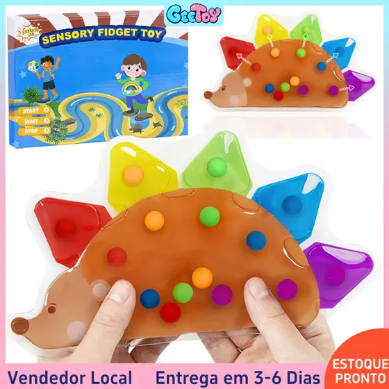 Brinquedo Sensorial Montessori Hedgehog – Cor Arco-Íris Classificação Bolinha Apertar para Crianças