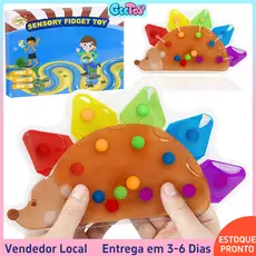 Brinquedo Sensorial Montessori Hedgehog – Cor Arco-Íris Classificação Bolinha Apertar para Crianças