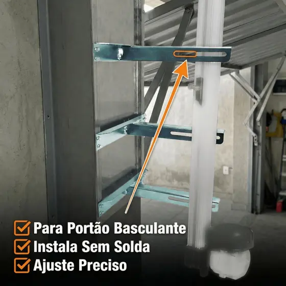 Suporte para Portão Basculante Kit 3 Suportes Motor Reforçados Ajustáveis Galvanizados