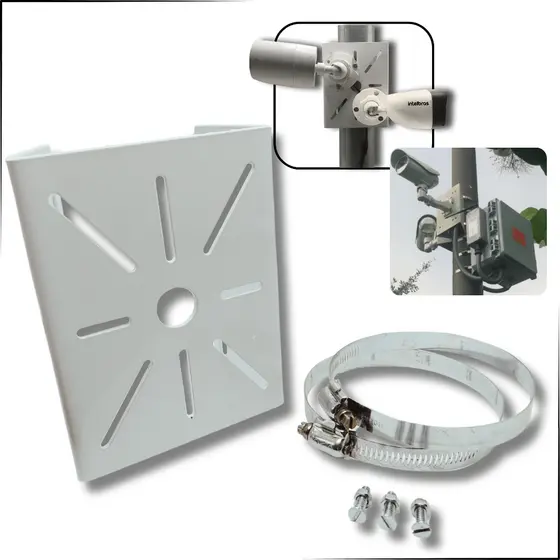 Suporte Para Câmera Speed Dome em Poste 2 mm | CFTV Segurança Externa  Intelbras Hikvision Universal
