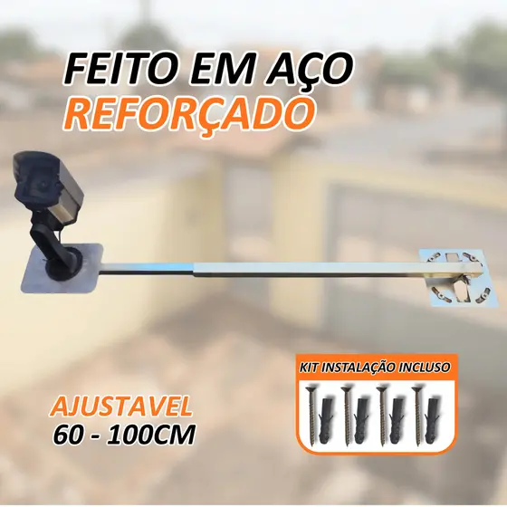 Suporte Articulado Para Câmera 1 Metro Profissional Aço Reforçado com Kit Completo Instalação