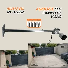 Extensor Para Câmera de Segurança 1 Metro Haste Longa Ajustável Para Parede Área Ampla