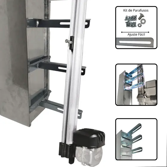 Kit 3 Suportes Galvanizados para Motor Basculante Compatível PPA Rossi Garen
