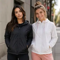 Jaqueta Corta Vento Feminina Impermeável Com Capuz Leve Manga Longa Esportiva