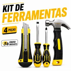 kit de Ferramenta 4 Peças Profissional Martelo + Chaves + Estilete Alta Resistência Uso Diário - Envio imediato
