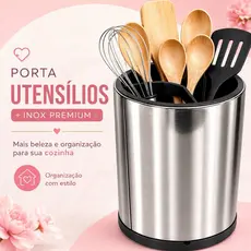 Porta Talheres em Aço Inox Premium com Divisória Interna Design Moderno para Cozinha