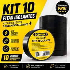 Kit 10 Fitas Isolantes Profissional | Forte, Resistente e Antichamas