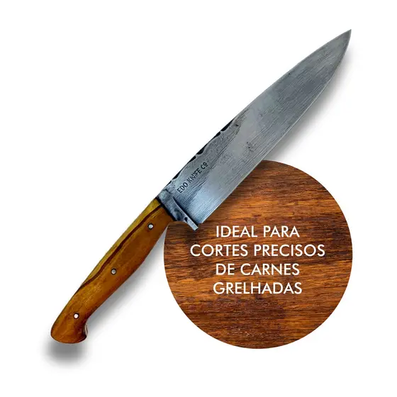 Faca Artesanal Aço Carbono Forjada Cabo Madeira Cozinha Churrasco Chef