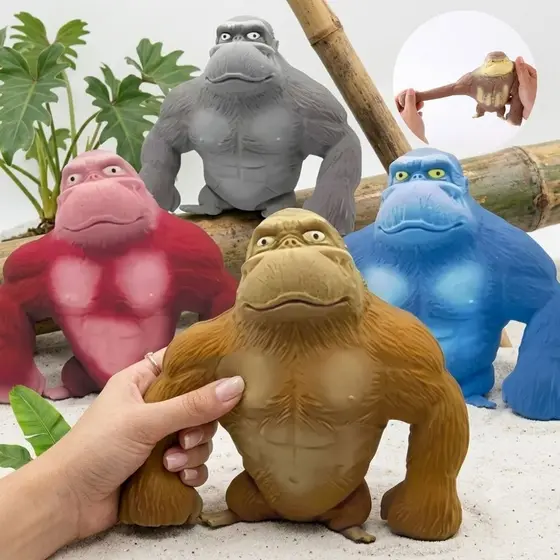 Boneco Gorila Rongee Kong Antiestresse Brinquedo Sensorial Esticável Para Apertar E Relaxar