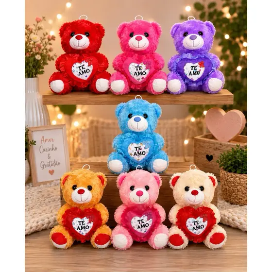 kit 10 Urso de pelúcia 20cm Ursinho Peludo p/ Cestas Presentes sem zíper