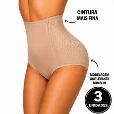 Kit C/3 Calcinhas Cinta Modeladora Compressão Cós Alto Redutora de Medidas