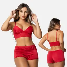 Pijama Feminino Baby Dool Microfibra Sued Short Dool