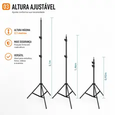 Suporte Tripé Ajustável 2,1m para Ring Light Softbox Live Maquiagem Fotografia Profissional