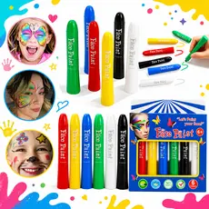 Kit Pintura Facial Infantil 6 Cores Caneta Lavável para Rosto Copa do Mundo Festa Maquiagem Artística