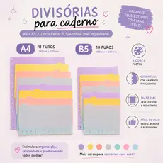ZIPZAP Refil 80 Folhas + Kit 8 Divisórias Compatível com Caderno Inteligente A4 A5 B5