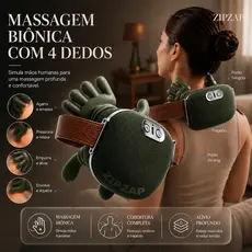 Massageador Elétrico Pescoço e Ombros 4 Dedos com Aquecimento Sem Fio ZIPZAP