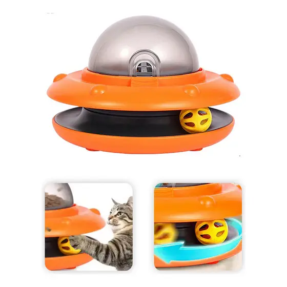 Brinquedo Interativo Para Gatos Pets Dispensador De Ração Eletrico e Recarregavel Com Bolinha De Sino