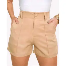 SHORT FEMININA CINTURA ALTA ELEGANTE CASUAL VERÃO COM ZIPER NA FRENTE