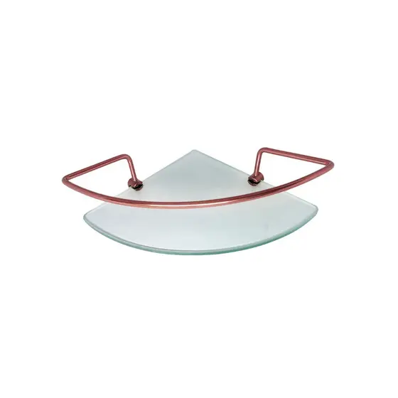 Porta Shampoo Reto X Canto 30 X 10cm Com Grade Em Aço Inóx Vidro 6mm Rosé