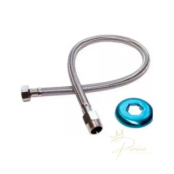 Engate Mangueira Flexível Trançado Aço Inox 40cm Quente Fria Cor Prateado