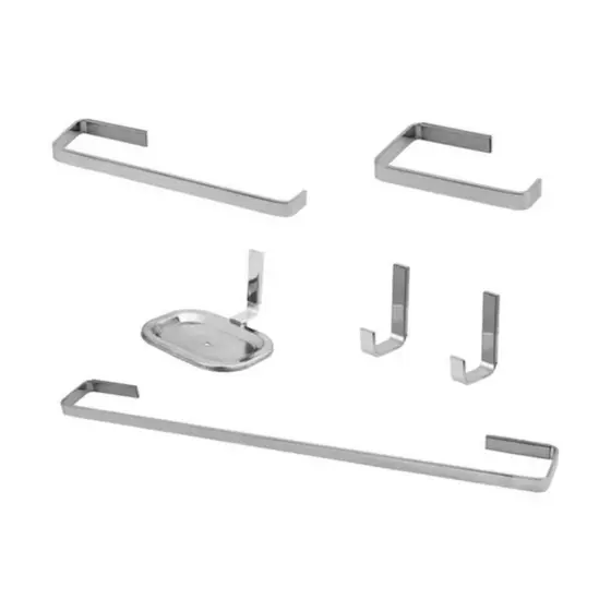 Kit Acessório Para Banheiro Com 6 Peças Quadrado Cromado