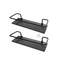 Porta Shampoo Preto Suporte Reto Vidro Fumê Prateleira 2un Preto